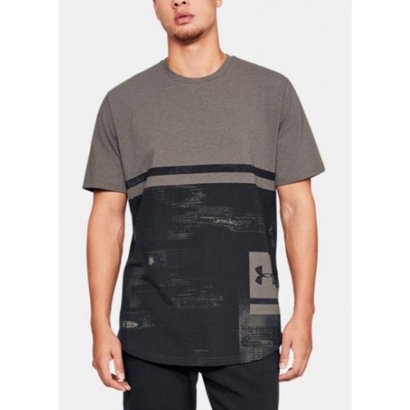 Under Armour Mens HeatGear T Shirt Gray Graphic Short Sleeve Top Large - Picture 1 of 6